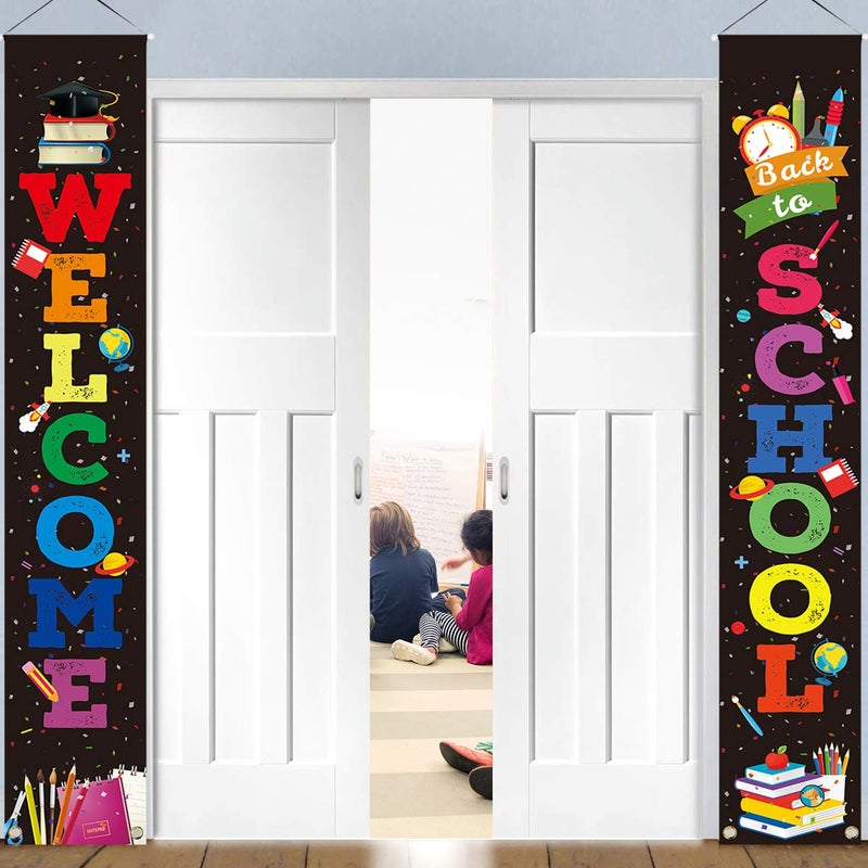 LioNergy Back to School Banner Welcome Banner for First Day of School Hanging Fabric Banners Flags Sign Backdrop DÃ©cor Supplies for Pre-School Primary High School Classroom Decorations - Image 1